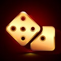 3D stylized Dice icon. Golden vector icon. Isolated symbol illustration on dark background Royalty Free Stock Photo