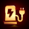3D stylized Electric Refill icon. Golden vector icon. Isolated symbol illustration on dark background