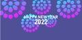 3d stylized firework with New 2022 year greeting, dark blue and violet night