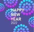 3d stylized firework with New 2022 year greeting, dark bluish night