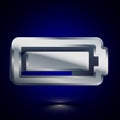 3D stylized Full Battery icon. Silver vector icon. Isolated symbol illustration on dark background