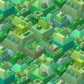 3d stylized futuristic city in multiple green