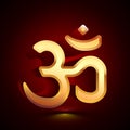 3D stylized Hinduism icon. Golden vector icon. Isolated symbol illustration on dark background
