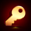 3D stylized Key icon. Golden vector icon. Isolated symbol illustration on dark background Royalty Free Stock Photo