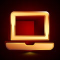 3D stylized Laptop icon. Golden vector icon. Isolated symbol illustration on dark background Royalty Free Stock Photo