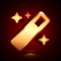 3D stylized Magic Wand icon. Golden vector icon. Isolated symbol illustration on dark background
