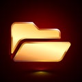 3D stylized Opened Folder icon. Golden vector icon. Isolated symbol illustration on dark background