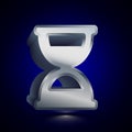 3D stylized Sand Clock icon. Silver vector icon. Isolated symbol illustration on dark background Royalty Free Stock Photo