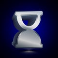 3D stylized Sand Clock icon. Silver vector icon. Isolated symbol illustration on dark background Royalty Free Stock Photo