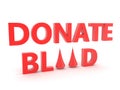 3D Stylized text saying Donate blood