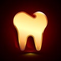 3D stylized Tooth icon. Golden vector icon. Isolated symbol illustration on dark background