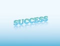 3D Success text of blue color with mirror reflection on sky background vector Royalty Free Stock Photo