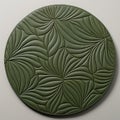 3d Suede Pattern Decorated Round Green Circle With Leaf Designs