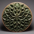 3d Suede Pattern Decorated Round Wall With Green Flower