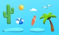 3d summer beach objects