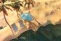 3d summer sale template. Composition of cute beach object