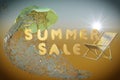 3d summer sale template. Composition of cute water splash