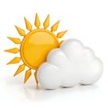 3D sun and cloud icon isolated on white background Royalty Free Stock Photo