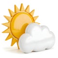 3D sun and cloud icon isolated on white background Royalty Free Stock Photo