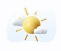 3D sun icon vector illustration. flaming crown frame. Clear sky, good weather background. Sun icon free to edit. Sunny