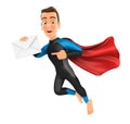 3d surfer flying and pointing mail icon Royalty Free Stock Photo