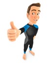 3d surfer standing with thumb up