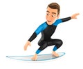 3d surfer surfing on a surfboard