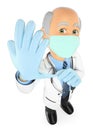 3D Surgeon adjusting gloves to operate a patient Royalty Free Stock Photo