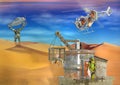 3D surreal Futuristic dystopian desert scene