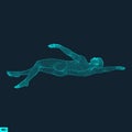 3D Swimming Man. Vector Image of a Swimmer. Human Body. Sport Symbol. Design Element Royalty Free Stock Photo