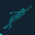 3D Swimming Man. Vector Image of a Swimmer. Human Body. Sport Symbol. Design Element Royalty Free Stock Photo