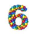 Symbol from balls of rainbow colors. number 6