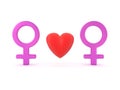 3D Symbols depicting female homosexual love