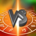 3D Symbols of zodiac sign Capricorn and horoscope wheel on the orange background Royalty Free Stock Photo