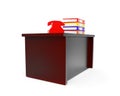 3d table with stacked files and a telephone on it concept