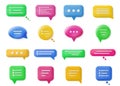 3d talk bubbles. Realistic buttons for speech, text box, dialogue communication. Online conversation, comments and Royalty Free Stock Photo