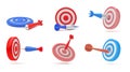 3d target. Goal dart icon different angles view, business game strategy arrow for customer board, sport hit or point