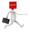 3d target headed man holding briefcase and running concept