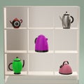 3d kettle in white cupboard