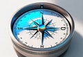 3D technical abstract compass with health icons on white background, health and travel concept, Royalty Free Stock Photo