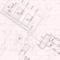 Technical drawing gas boiler house. Graph paper blueprint.