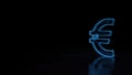 3d glowing wireframe symbol of symbol of euro sign isolated on black background Royalty Free Stock Photo