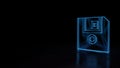 3d glowing wireframe symbol of symbol of diskette isolated on black background Royalty Free Stock Photo