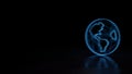 3d glowing wireframe symbol of symbol of globe Americas isolated on black background Royalty Free Stock Photo