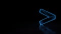 3d glowing wireframe symbol of symbol of greater than isolated on black background