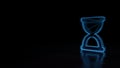 3d glowing wireframe symbol of symbol of hourglass start isolated on black background Royalty Free Stock Photo