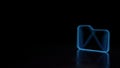 3d glowing wireframe symbol of symbol of folder isolated on black background