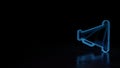 3d glowing wireframe symbol of symbol of megaphone isolated on black background