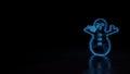 3d glowing wireframe symbol of symbol of snowman isolated on black background