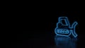 3d glowing wireframe symbol of symbol of snowplow isolated on black background